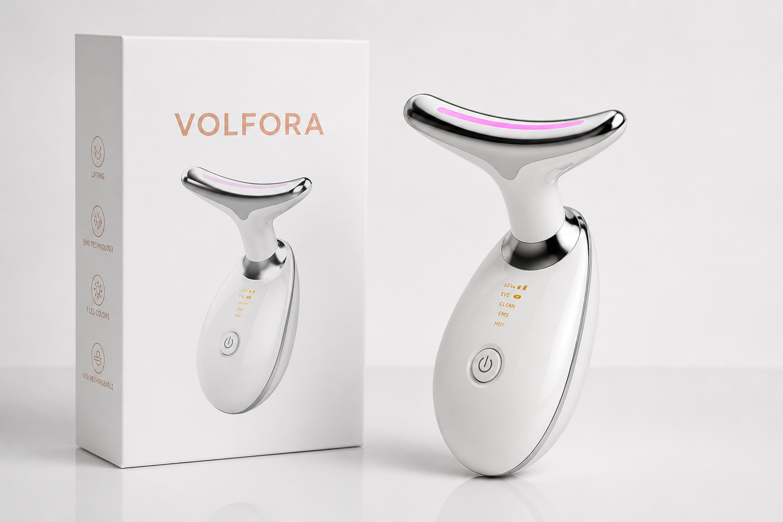 Appareil Lifting Visage & Cou — Technologie EMS + LED